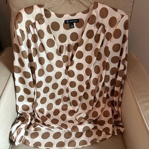 INC polka dot long sleeve blouse